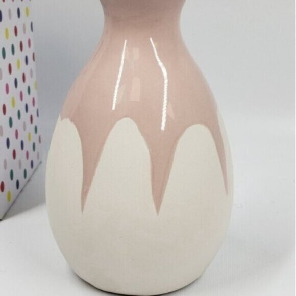 Isaac Mizrahi Love XO Sienna Ceramic Vase Cream Pink Contemporary - Picture 7 of 12